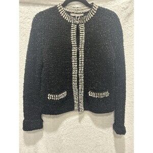 360sweater Women’s Black And White Wool/nylon Sweater Size Small